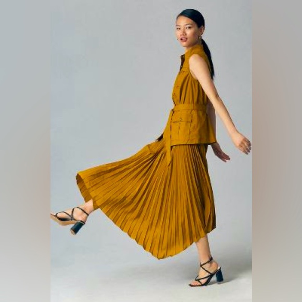 Anthropologie Pleated Sleeveless Midi Dress NWT